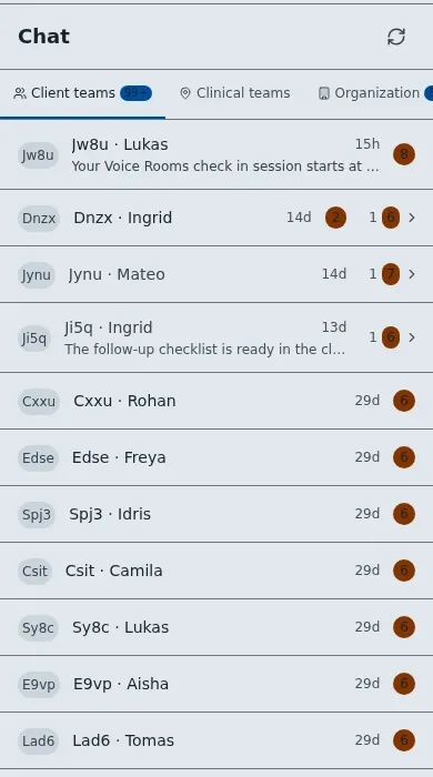 mnemo team chat on a phone