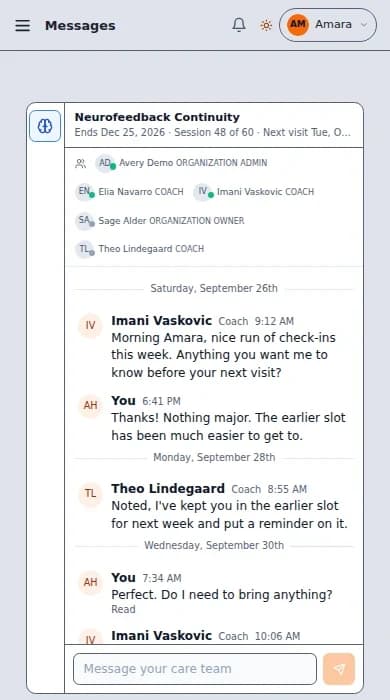 nogn messages with the care team on a phone